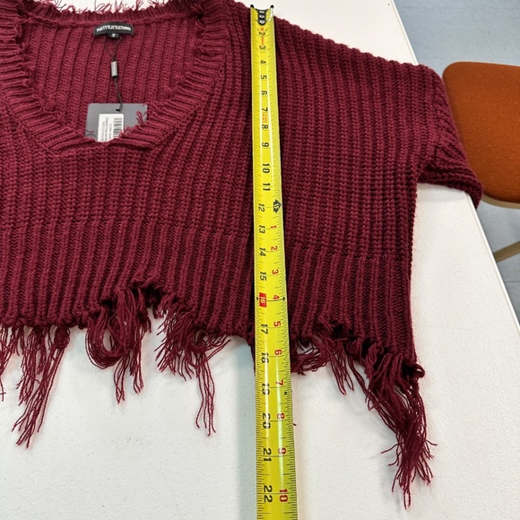 NWT PrettyLittleThing Fringe Sweater Jumper Distressed Rust Size S Small - Picture 9 of 12